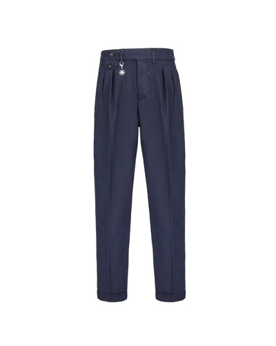 Manuel Ritz Pantalone doppia pinces baggy twill cotone stretch blu Pantaloni Uomo - Boutique Luisa Trendy
