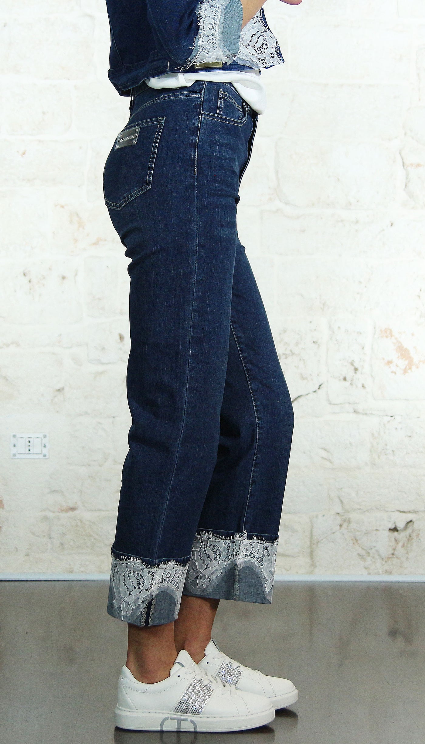 Nosecrets Jeans palazzo con pizzo