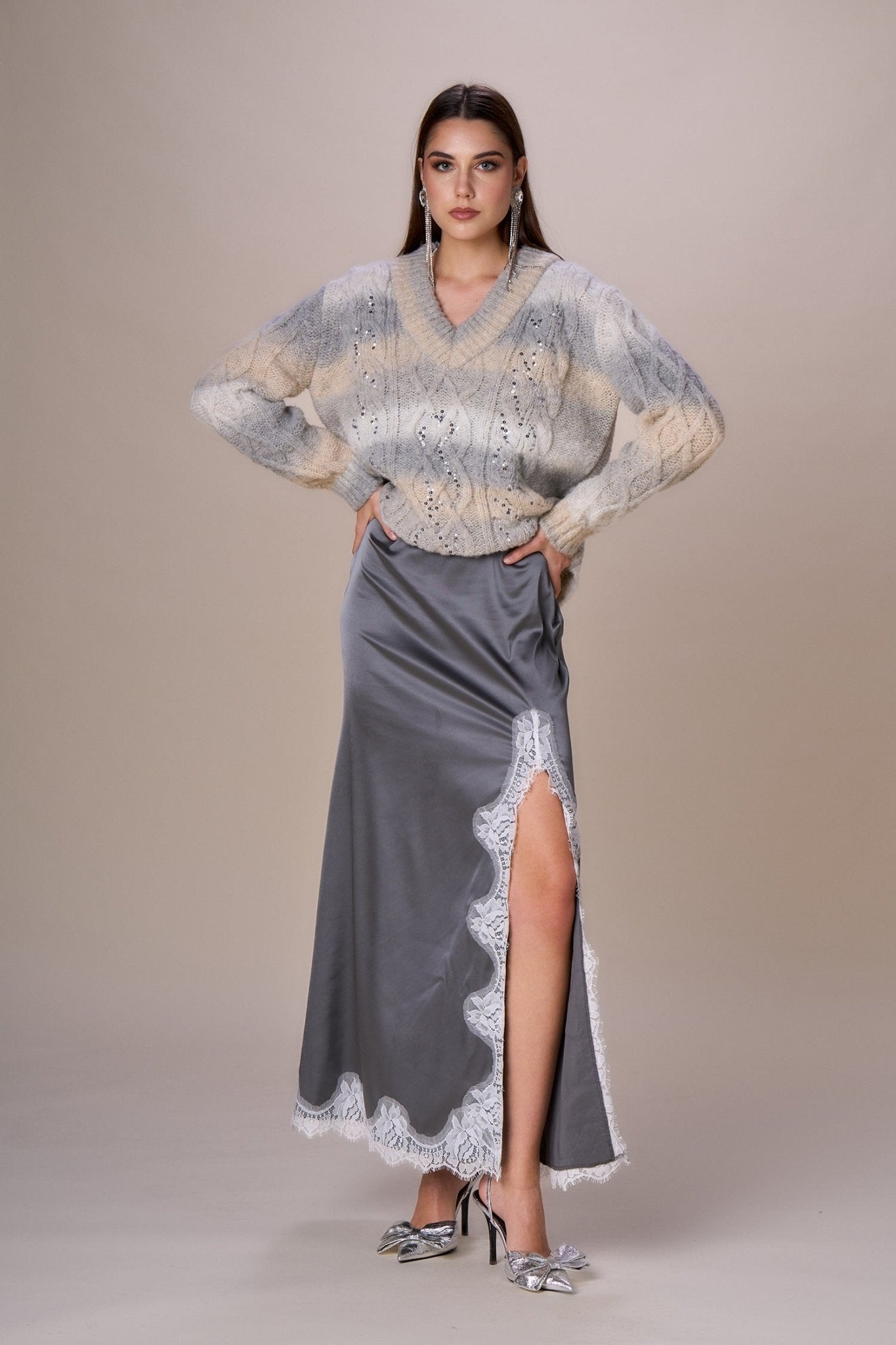 Nosecrets Maglia scollo V over con paillettes Maglie e cardigan Donna - Boutique Luisa Trendy