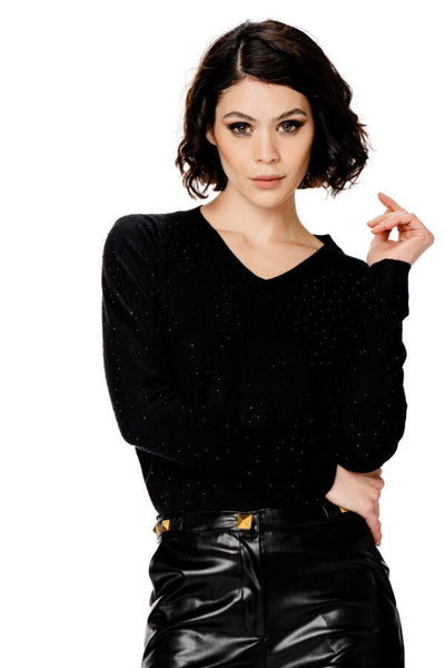 Nosecrets Milano Maglia a V con diamanti Maglie e cardigan Donna - Boutique Luisa Trendy