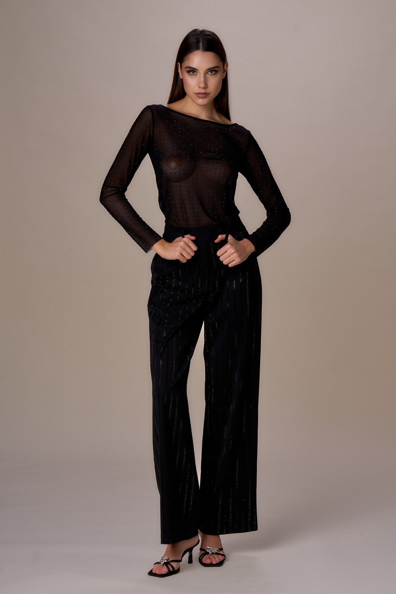 Nosecrets Pantalone gessato diamanti Pantalone Donna - Boutique Luisa Trendy