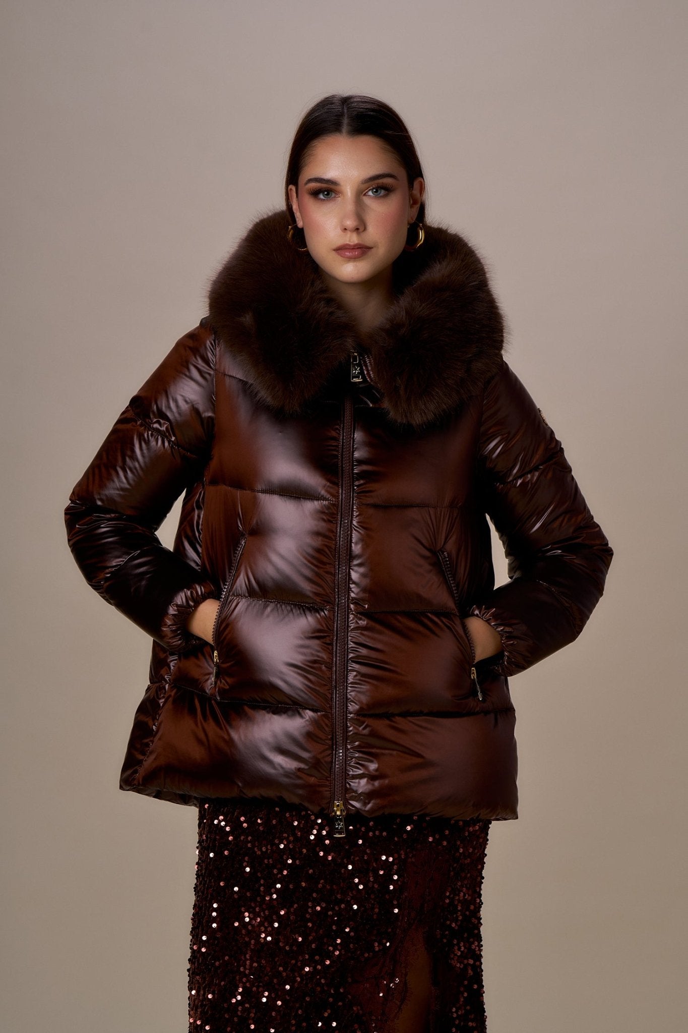 Nosecrets Piumino cappa con collo simil pelliccia Capispalla Donna - Boutique Luisa Trendy