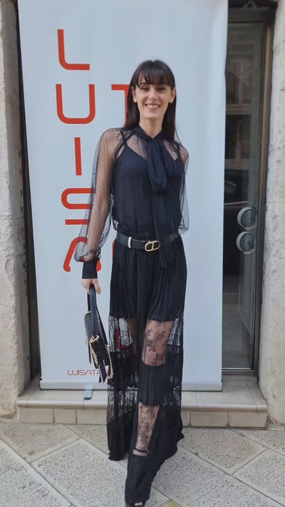Twinset Blusa in tulle con collo a fusciacca