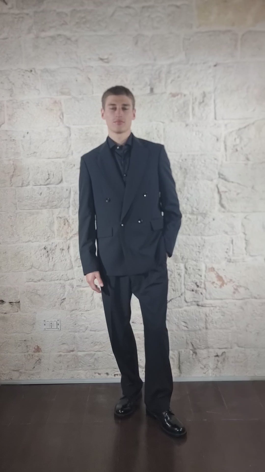 Havana & Co Abito doppiopetto relaxed fit nero