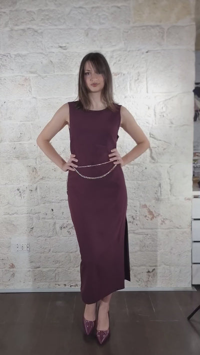 Twinset Abito midi in tessuto bordeaux 252TP2300