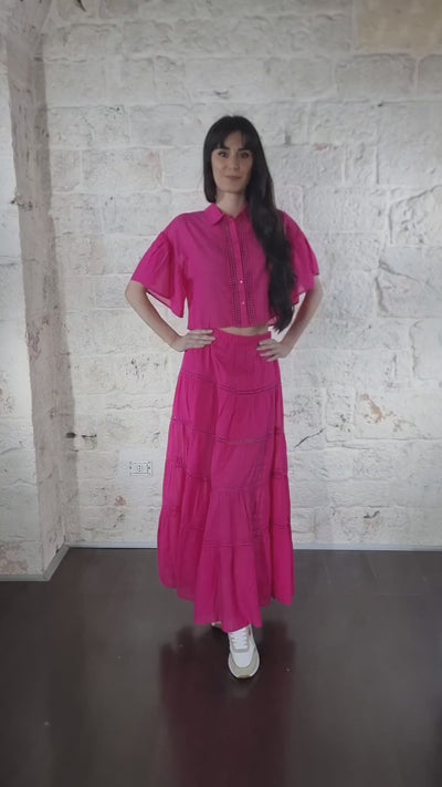 Gaudi Gonna lunga in cotone fucsia