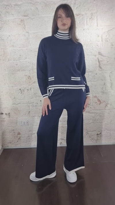 Gaudi Lupetto e pantalone in maglia con bordi a contrasto