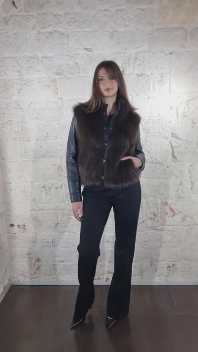 Twinset Giubbino effetto pelle con eco pelliccia