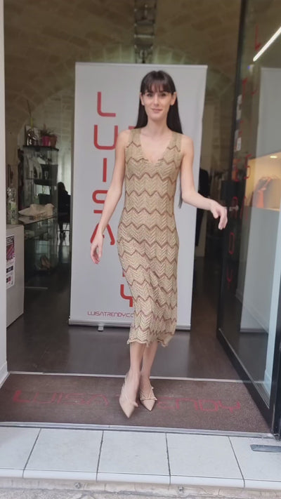 Twinset Abito longuette in maglia bicolore