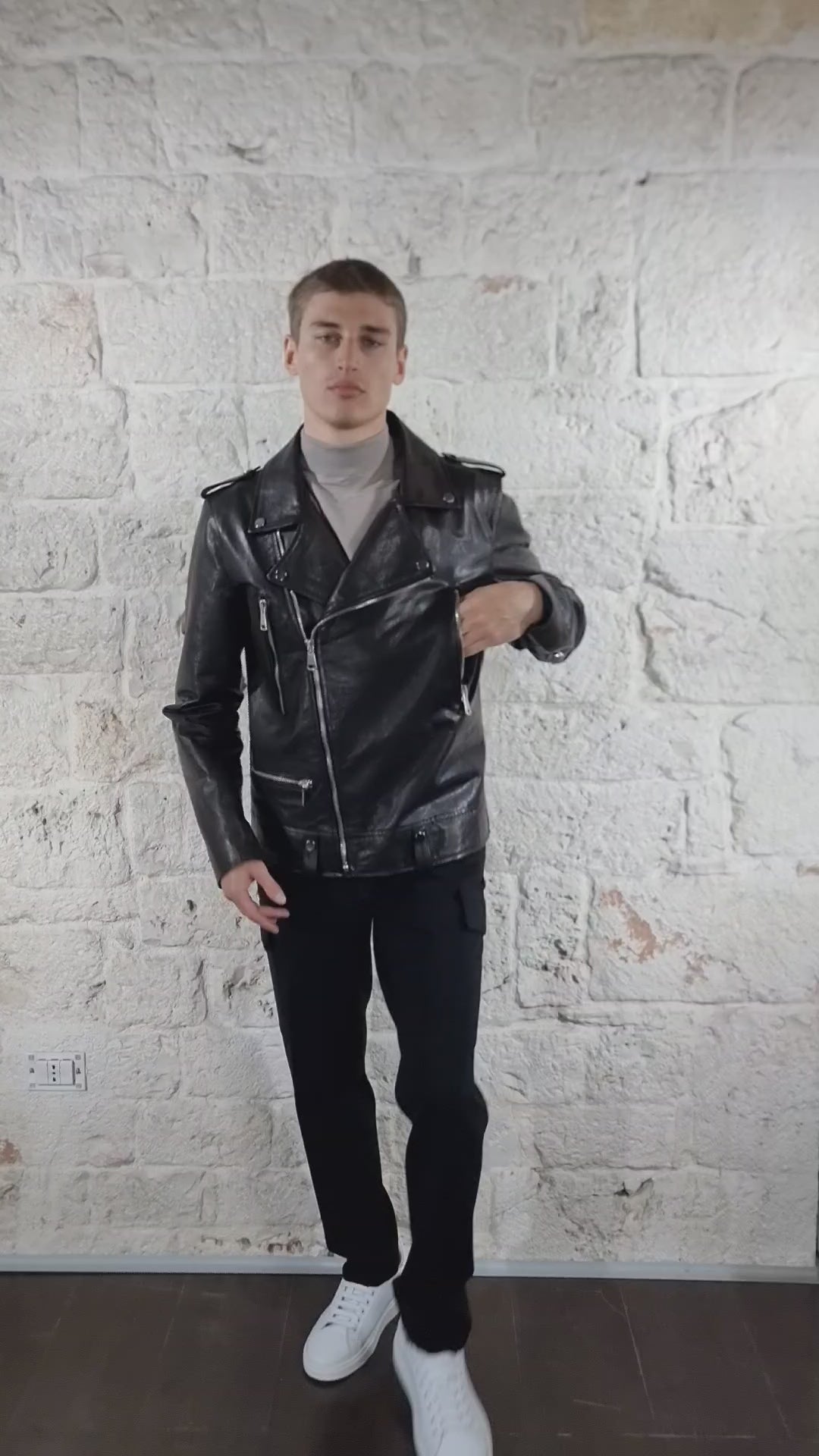 Something Special Giubbino Chiodo nero in pelle