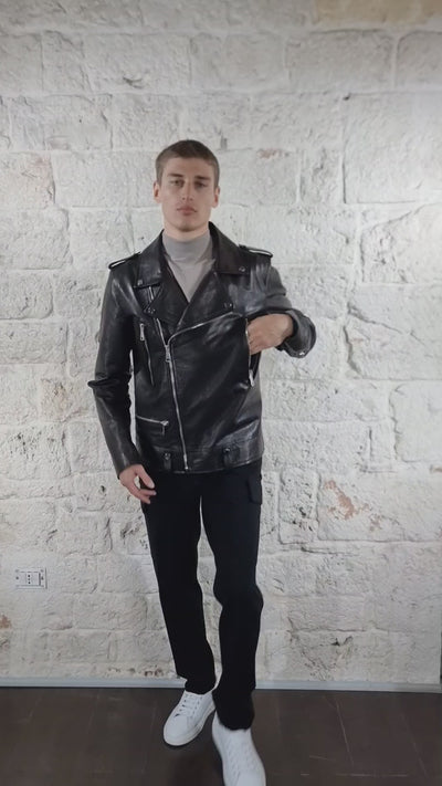 Something Special Giubbino Chiodo nero in pelle