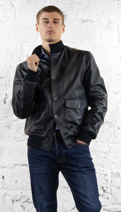 Something Special Giubbino bomber in pelle blu Capispalla Uomo - Boutique Luisa Trendy