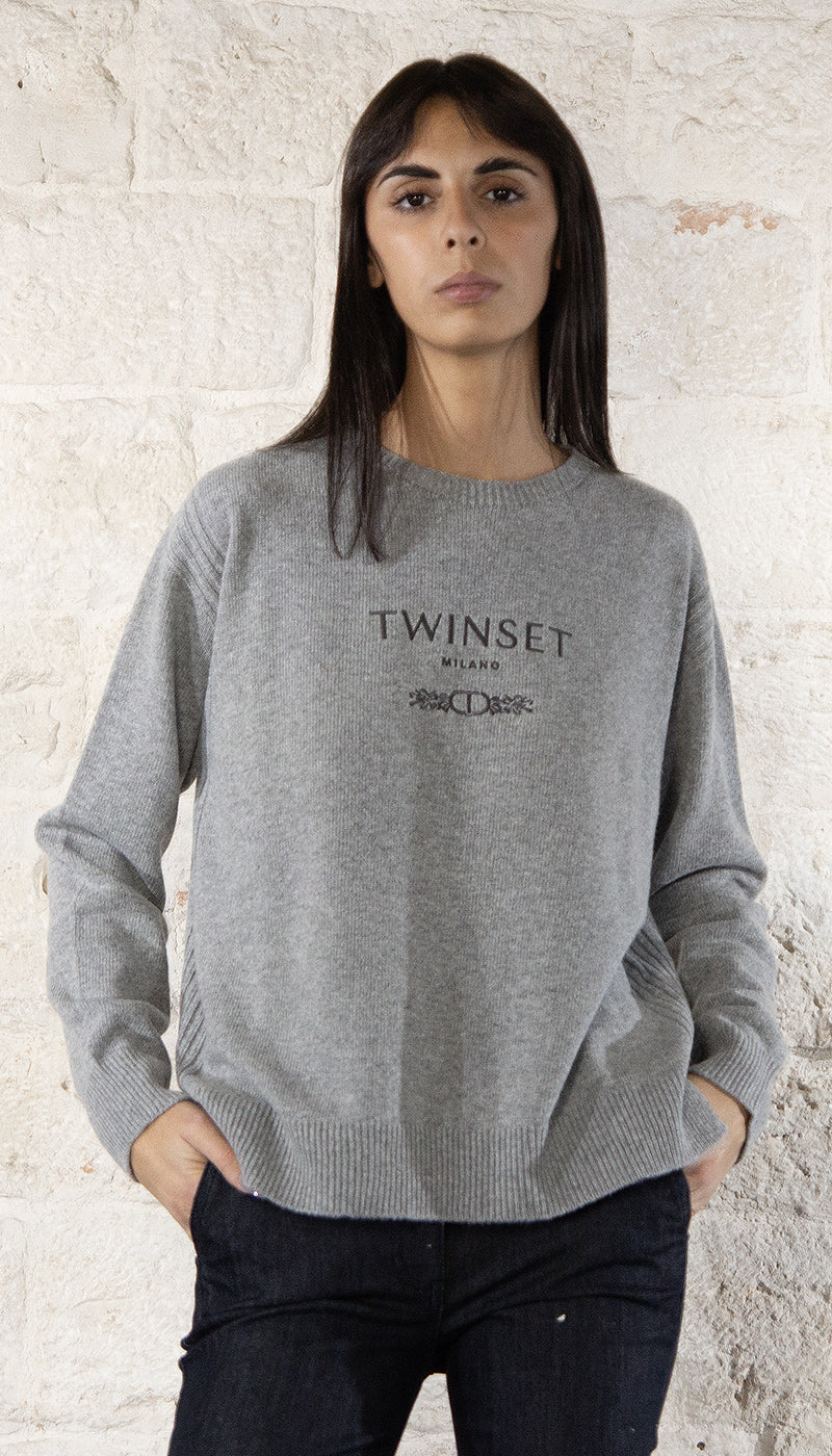 Twinset Milano Maglia in misto lana con logo ricamato