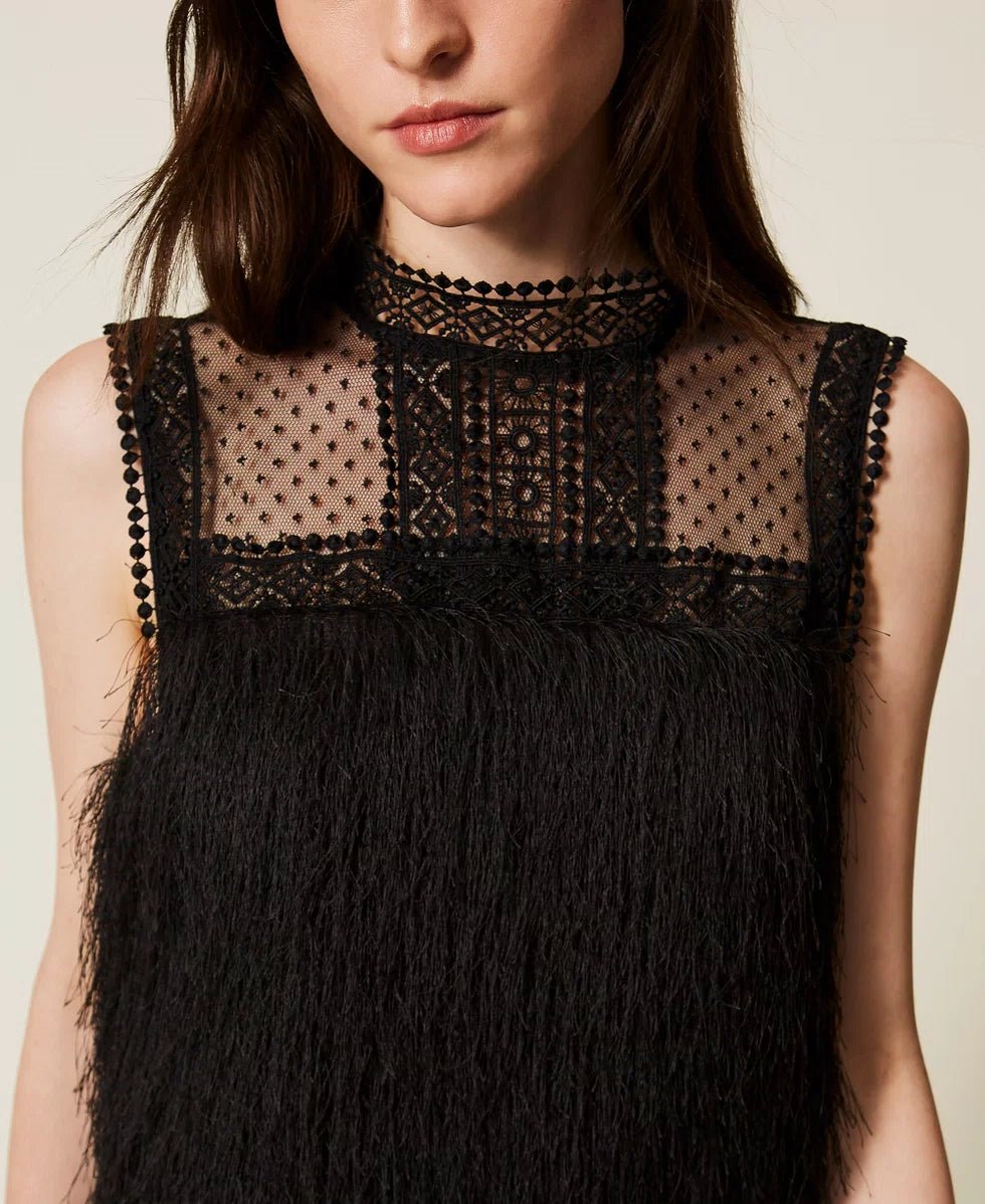 Twinset Abito corto con frange e tulle Vestiti - Boutique Luisa Trendy