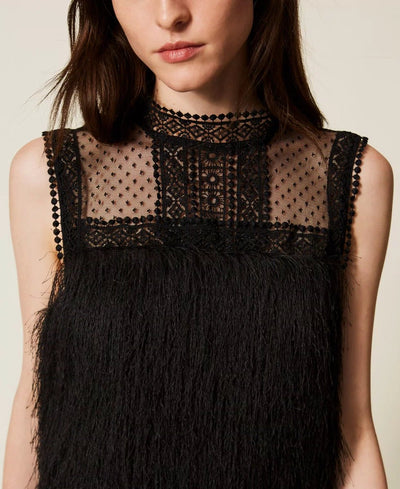 Twinset Abito corto con frange e tulle Vestiti - Boutique Luisa Trendy