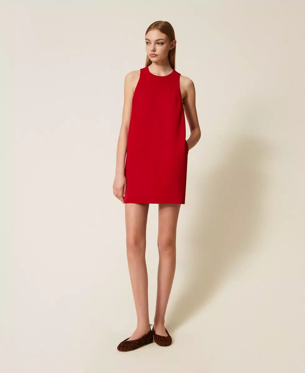 Twinset Abito corto in crêpe cady con catena Oval T Vestiti - Boutique Luisa Trendy