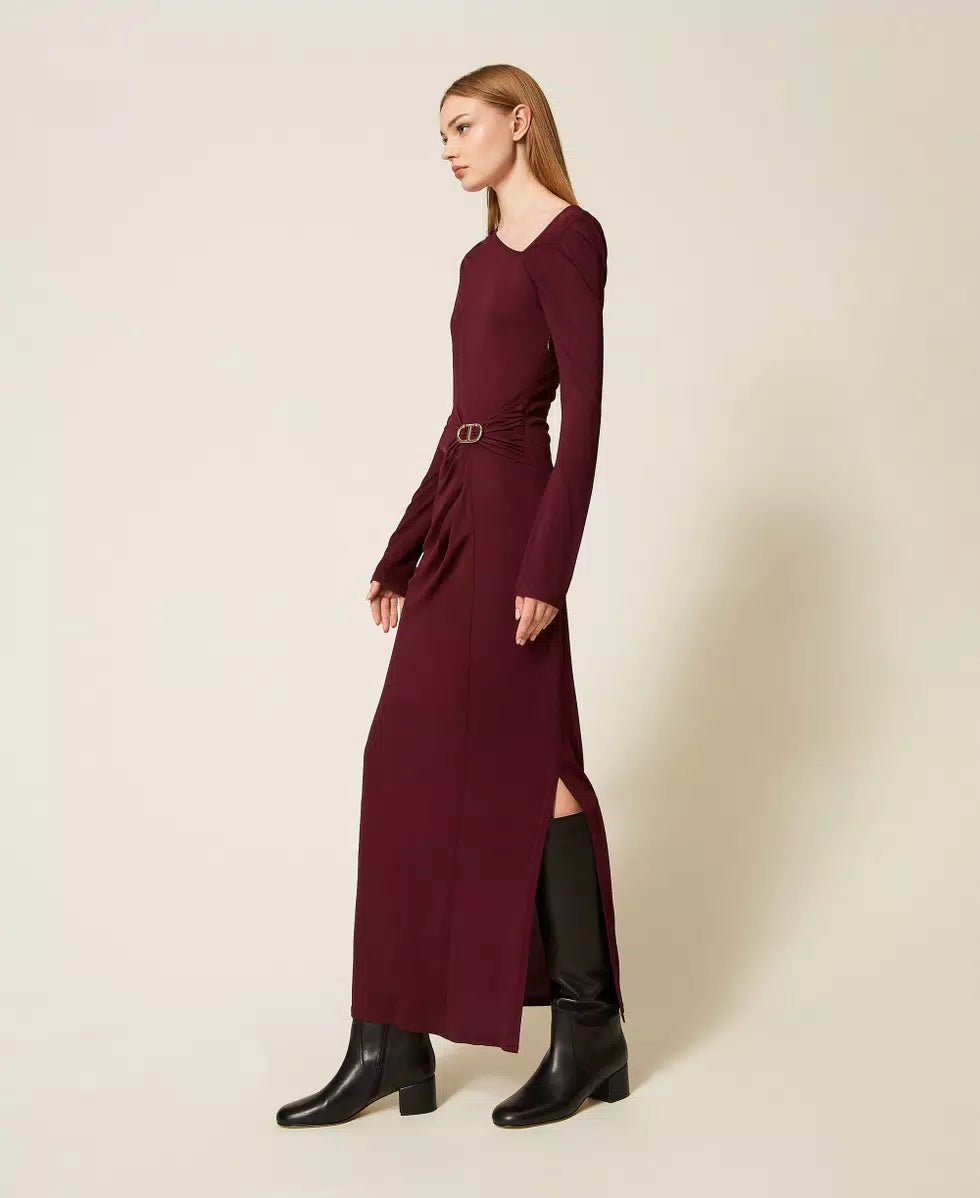 Twinset Abito longuette con drappeggio e Oval T Vestiti - Boutique Luisa Trendy