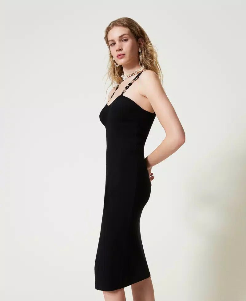 Twinset Abito longuette in maglia con spalline bijoux Vestiti - Boutique Luisa Trendy