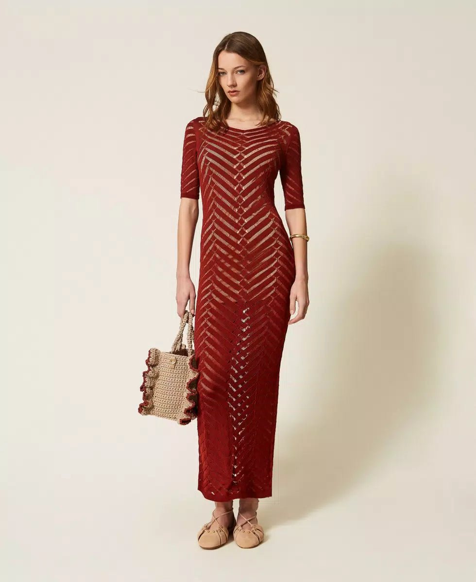 Twinset Abito lungo in maglia chevron Vestiti - Boutique Luisa Trendy