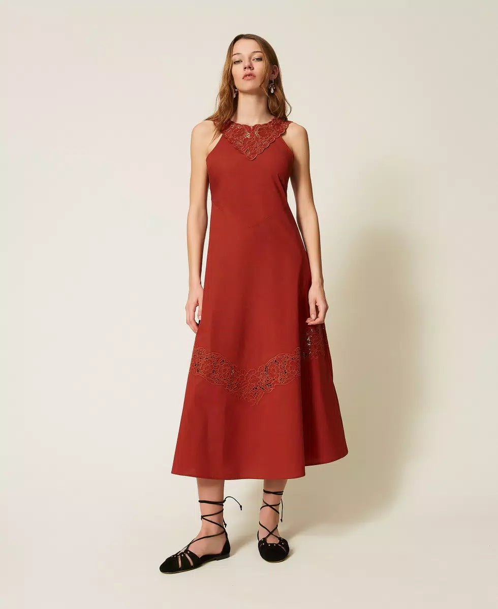 Twinset Abito lungo in popeline e sangallo Vestiti - Boutique Luisa Trendy