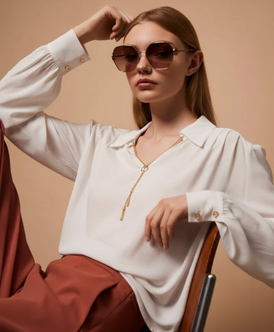 Twinset Blusa con arricciature e catena Oval T Bluse e camicie - Boutique Luisa Trendy