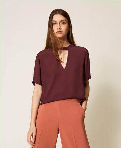 Twinset Blusa in crêpe de Chine con cut - out Bluse e camicie - Boutique Luisa Trendy