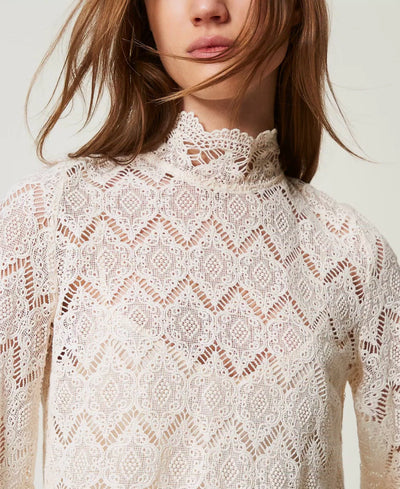 Twinset Blusa in pizzo macramè
