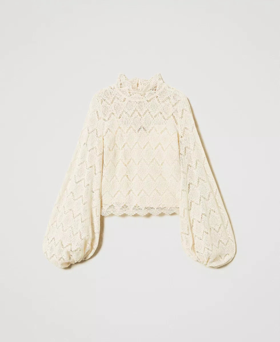 Twinset Blusa in pizzo macramè