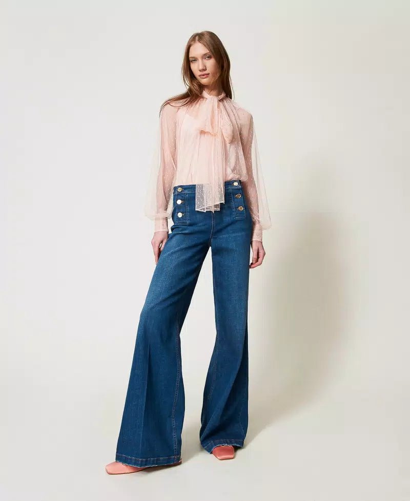 Twinset Blusa in tulle con collo a fusciacca Bluse e camicie - Boutique Luisa Trendy