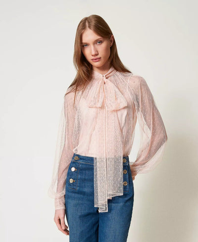 Twinset Blusa in tulle con collo a fusciacca Bluse e camicie - Boutique Luisa Trendy