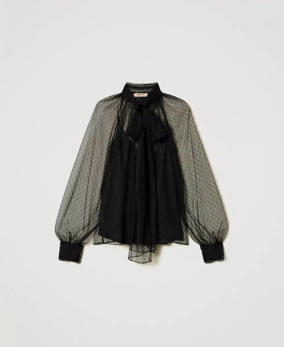 Twinset Blusa in tulle con collo a fusciacca Bluse e camicie - Boutique Luisa Trendy