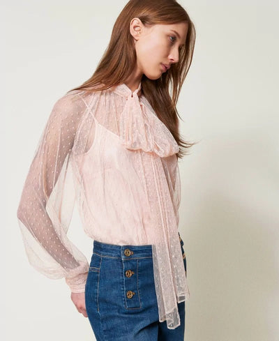 Twinset Blusa in tulle con collo a fusciacca Bluse e camicie - Boutique Luisa Trendy