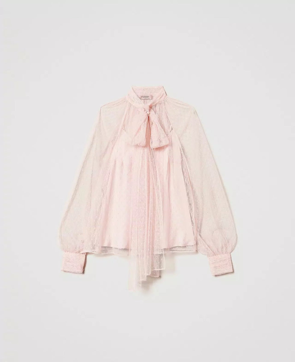 Twinset Blusa in tulle con collo a fusciacca Bluse e camicie - Boutique Luisa Trendy