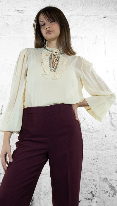 Twinset Blusa in viscosa con ricami sul collo Bluse e camicie - Boutique Luisa Trendy