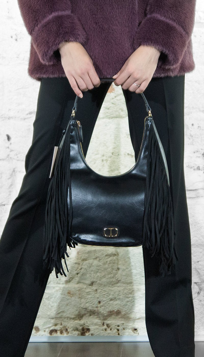 Twinset Borsa Hobo nera in similpelle 252TB7121 Borse e portafogli - Boutique Luisa Trendy