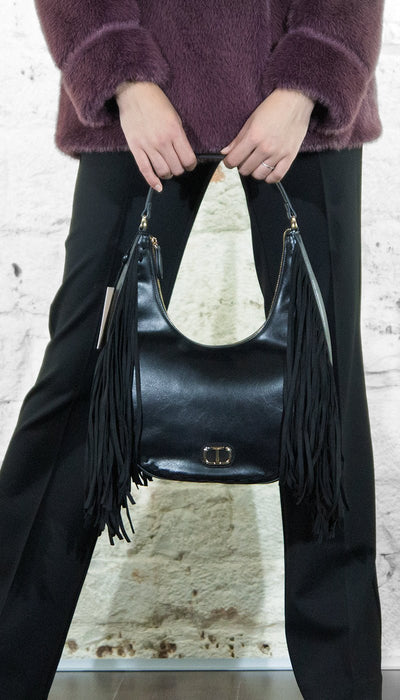 Twinset Borsa Hobo nera in similpelle 252TB7121 Borse e portafogli - Boutique Luisa Trendy