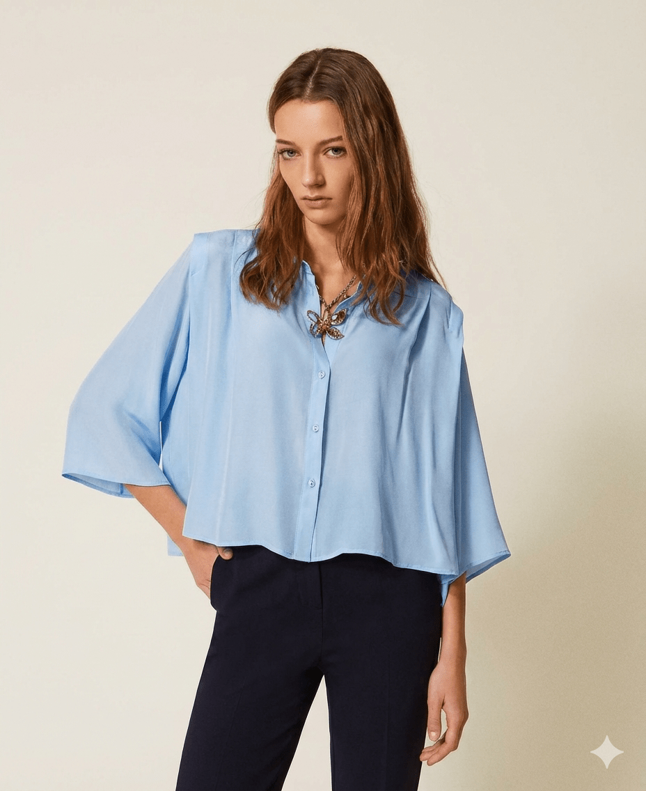 Twinset Camicia cropped in crêpe de Chine Bluse e camicie - Boutique Luisa Trendy