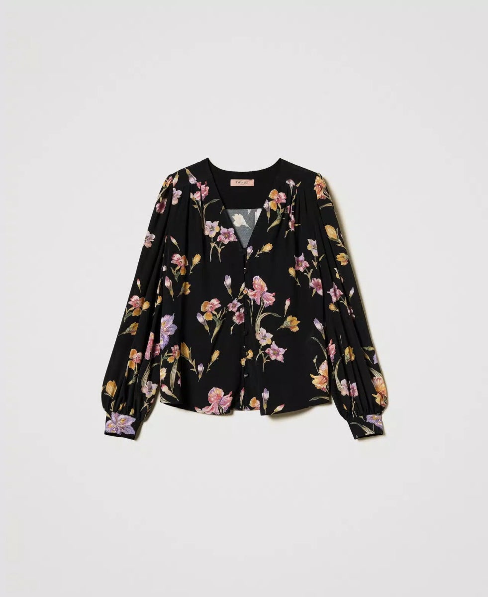 Twinset Camicia in crêpe de Chine a fiori Bluse e camicie - Boutique Luisa Trendy