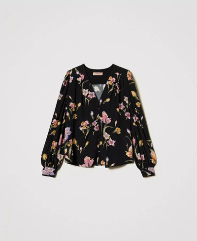 Twinset Camicia in crêpe de Chine a fiori Bluse e camicie - Boutique Luisa Trendy