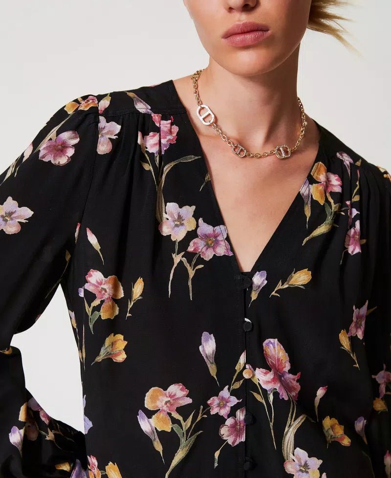 Twinset Camicia in crêpe de Chine a fiori Bluse e camicie - Boutique Luisa Trendy