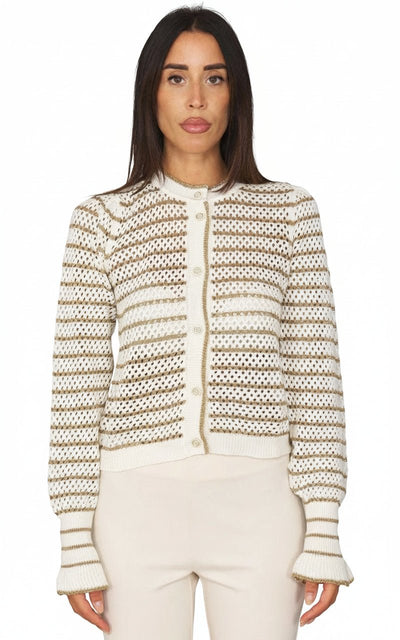 Twinset Cardigan a rete con righe lurex Maglie e cardigan Donna - Boutique Luisa Trendy