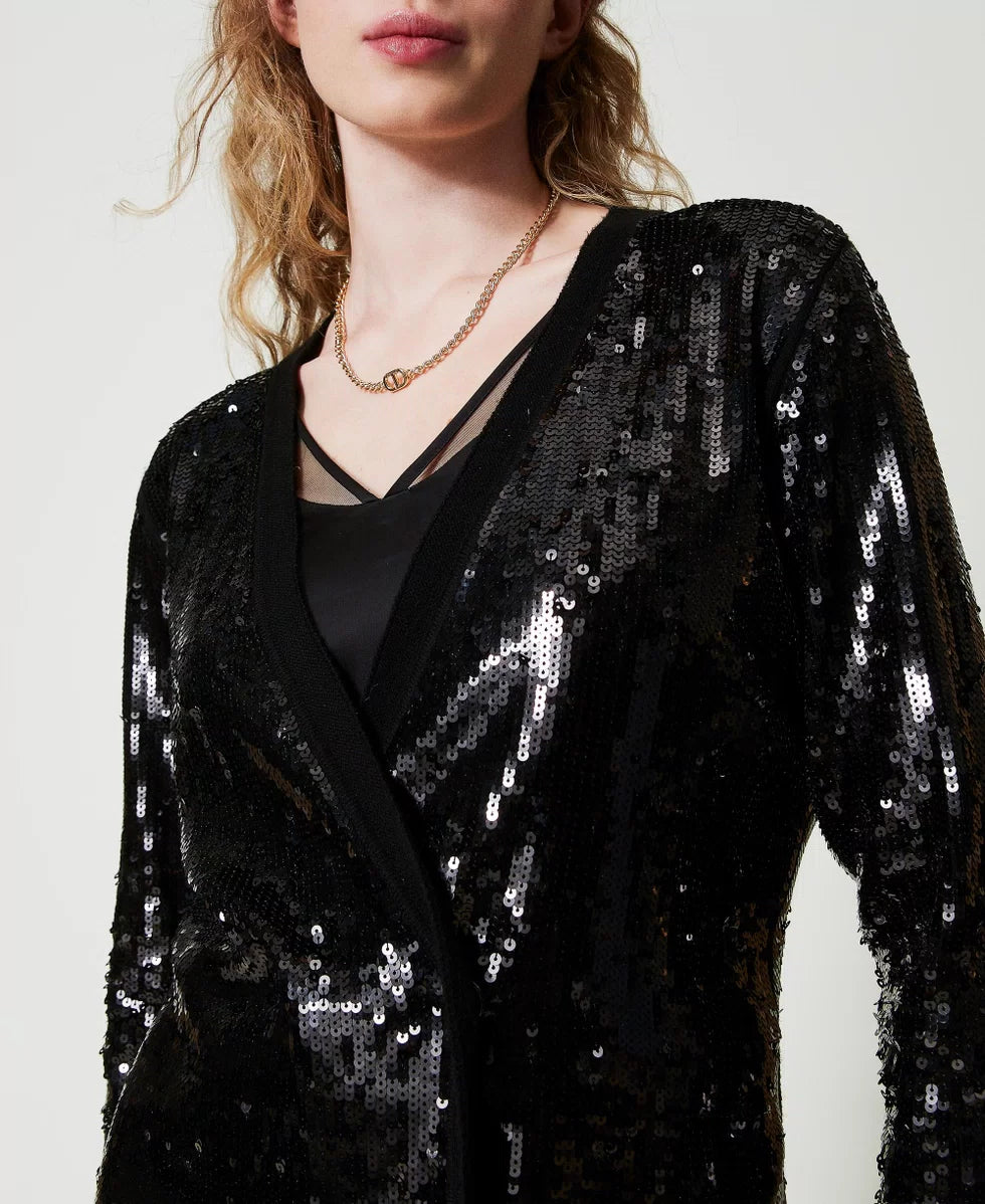 Twinset Milano Cardigan doppiopetto in full paillettes