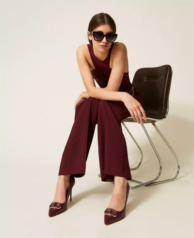 Twinset Décolleté in pelle con Oval T Scarpe - Boutique Luisa Trendy