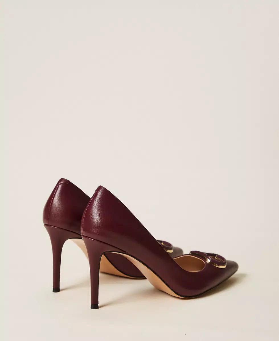 Twinset Décolleté in pelle con Oval T Scarpe - Boutique Luisa Trendy