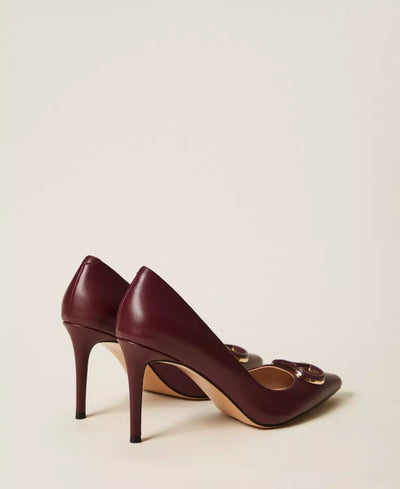 Twinset Décolleté in pelle con Oval T Scarpe - Boutique Luisa Trendy