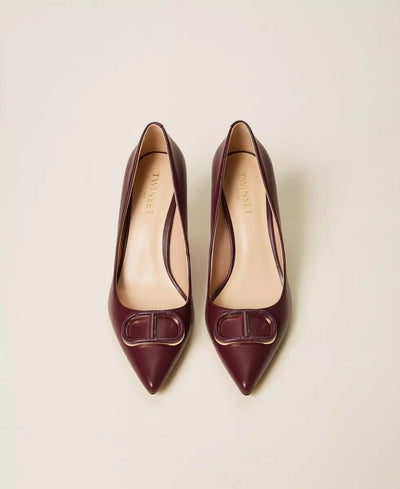 Twinset Décolleté in pelle con Oval T Scarpe - Boutique Luisa Trendy