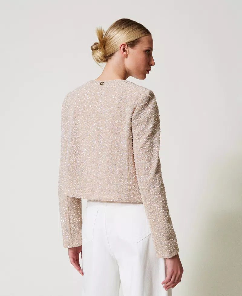 Twinset Giacca con paillettes e perle Capispalla Donna - Boutique Luisa Trendy