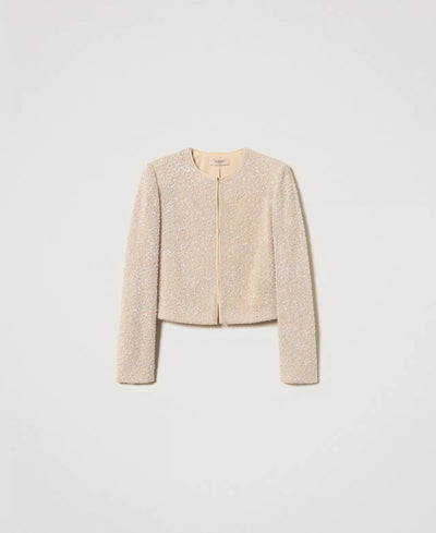 Twinset Giacca con paillettes e perle Capispalla Donna - Boutique Luisa Trendy