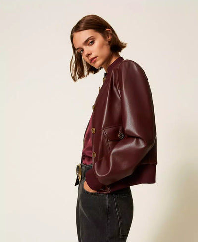 Twinset Giacca effetto pelle con bottoni Capispalla Donna - Boutique Luisa Trendy