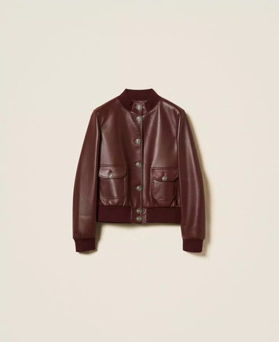 Twinset Giacca effetto pelle con bottoni Capispalla Donna - Boutique Luisa Trendy